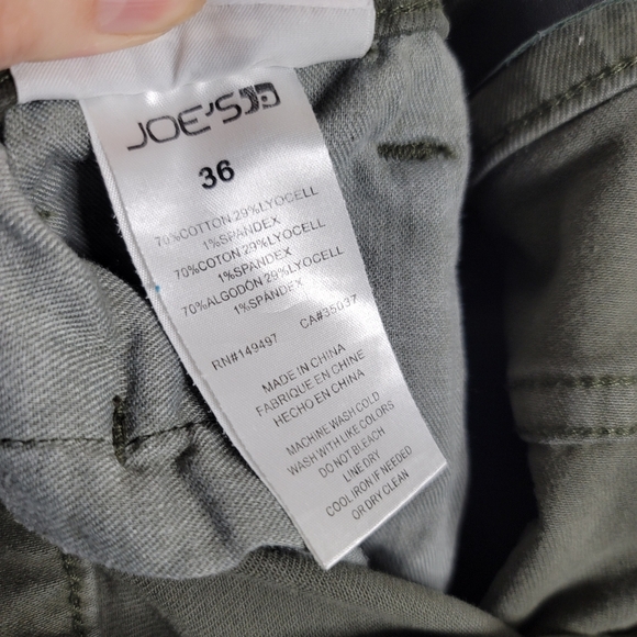 Men's The Asher Slim Fit Joe's Jeans in muted olive color, size 36 - Picture 8 of 10